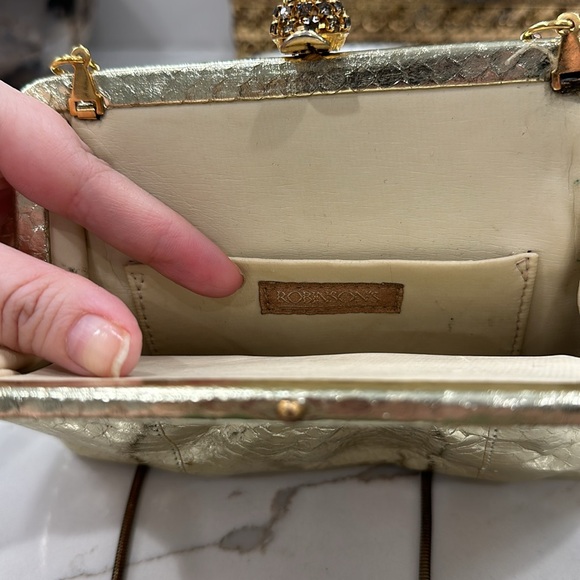 Vintage Robinson’s Metallic Gold Snakeskin Evening Bag - Serpentine Chain VGVC - Picture 16 of 16